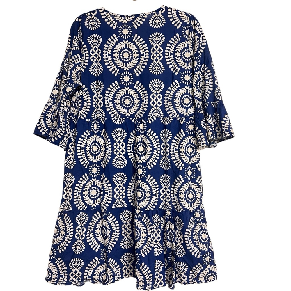 Saiph Lab Blue And White Patterned Cotton Dress - image 5